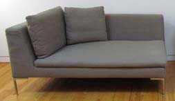 Light Grey B&B Italia Loveseat sofa: Artist: B&B Italia Title: B&B Italia Loveseat sofas with light grey upholstery Medium: upholstery, chrome Dimensions: 28 x 61.5 x 37.5 inches Signature: Made in Italy, B&B Italia label on underside