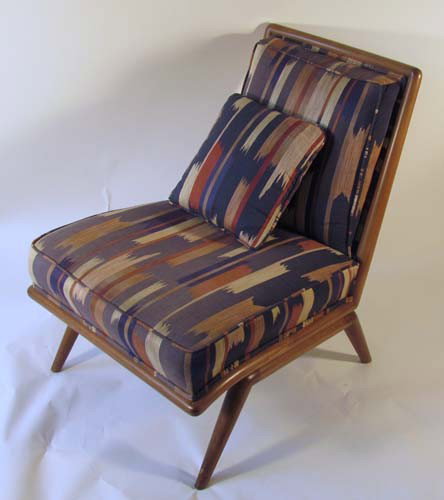 T.H. Robsjohn-Gibbings Slipper Chair: Title: T.H. Robsjohn-Gibbings Slipper Chair Medium: upholstered wood Dimensions: 32 x 24 x 32 inches