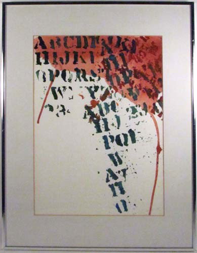 Jane Haskell "Alphabet" period watercolor: Artist: Haskell, Jane (Contemporary American) Title: Vermillian & Viridian Date: 1979 Medium: watercolor Dimensions: 15 x 11 inches Signature: signed and dated J. Haskell 79 lower right P