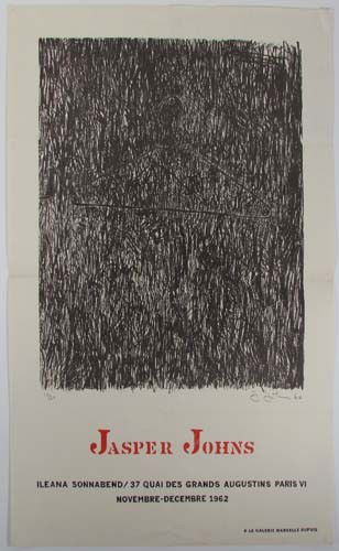 rare 1962 Jasper Johns Poster for Ileana Sonnabend: Artist: Johns, Jasper Title: Ileana Sonnabend Paris Gallery Invitation Date: 1962 Medium: lithograph printed in two colors Dimensions: 32 x 21 inches Edition: unknown Signature: prin