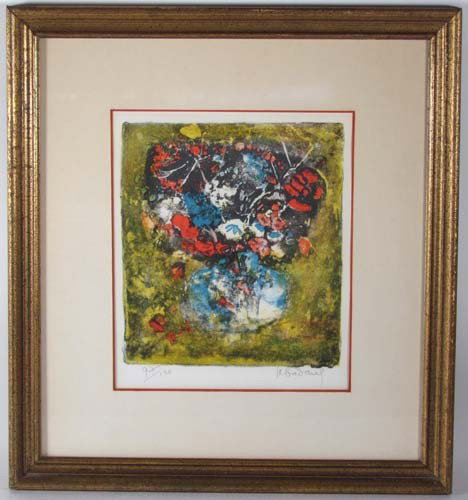 Lebadang orig litho Vase of Flowers: Artist: Lebadang (FRENCH/VIETNAMESE, born 1922) Title: Vase of Flowers Date: 1950's / 1960's Medium: lithograph printed in colors Dimensions: 8 x 7 inches Edition: 97/120 Signature: p