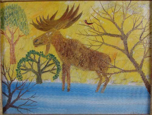 Henri Maik painting "Stag in The Wilderness": Artist: MAIK, Henri (FRENCH born 1922) Title: Stag in The Wilderness Date: n.d. Medium: oil on canvas Dimensions: 6.5 x 8 inches Signature: signed Maik lower right Provenance: Findlay