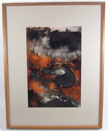 Larissa Osby painting "Abstract": Artist: Osby, Larissa Geiss (American, born 1928) Title: Untitled Abstract Medium: watercolor and gouache Dimensions: 12 x 8 inches Signature: signed Larissa Osby lower right corner Provenance:
