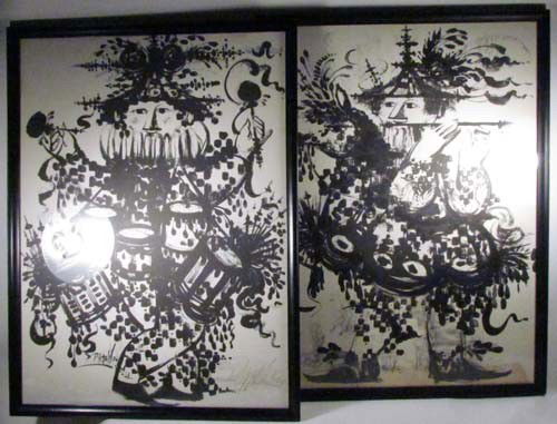 2 Bjorn Winblad Musicians one pencil signed: Artist: WINBLAD, BJORN (Danish, 1918-2006) Title: Flute Player and Drummer Date: 1961 Medium: posters Dimensions: 33 x 24 inches Signature: Drummer in pencil signed lower right Provenance