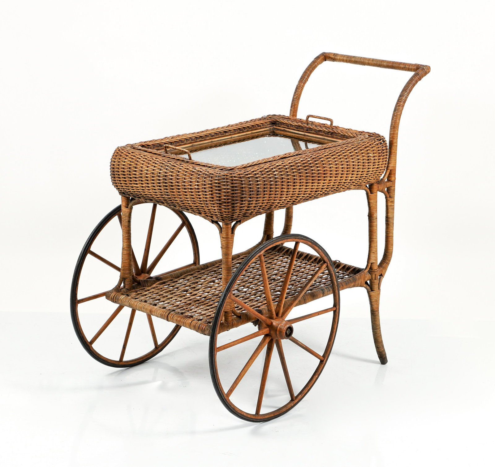 Vintage Wicker Tea Cart with Removable Serving Tray (1 of 7)