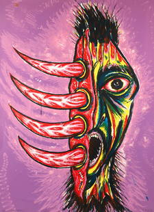 Luis Cruz Azaceta 1987 lithograph The Scream: Azaceta, Luis Cruz (American/Cuban b.1942), The Scream, 1987, lithograph printed in colors, 49 x 36 inches, pencil signed and numbered 6/50 , unframed