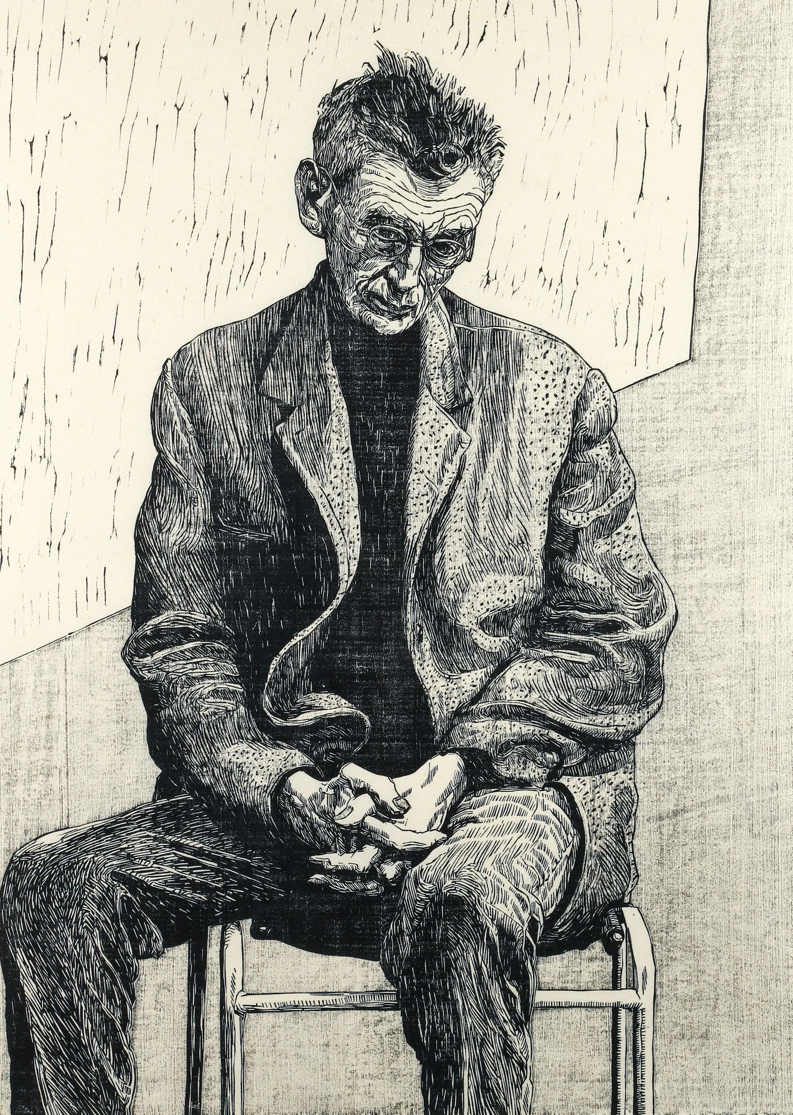Dan Miller Signed Woodcut of Samuel Beckett (1 of 5)