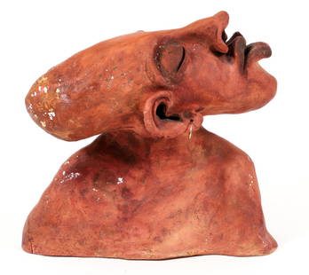 Pamela Cooper, Oh The Spirit Moves Me sculpture: Cooper, Pamela, Oh, The Spirit Moves Me, Clay sculpture, 13 x 16 x 8 inches, "This clay head is sculpted in an expressionistic style that suggests deep emotions and spiritual intensity. The title