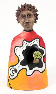 Janet Watkins Untitled Ceramic: Watkins, Janet, Untitled, ceramic sculpture, 19 x 9 x 5 inches, singed on underside Artist Bio: Janet Watkins is a self taught artist who began her artist journey just 5 years ago when she retired