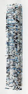 Christine CMC Bethea Birth of the Blues, 2020: Bethea, Christine CMC, Birth of the Blues, 2020, hand painted piano spine, wood, cotton, metal, acrylic, 54 x 14 x 6 inches, Exhibited: Seats of Power, August Wilson Center, Pittsburgh, PA; Those Who