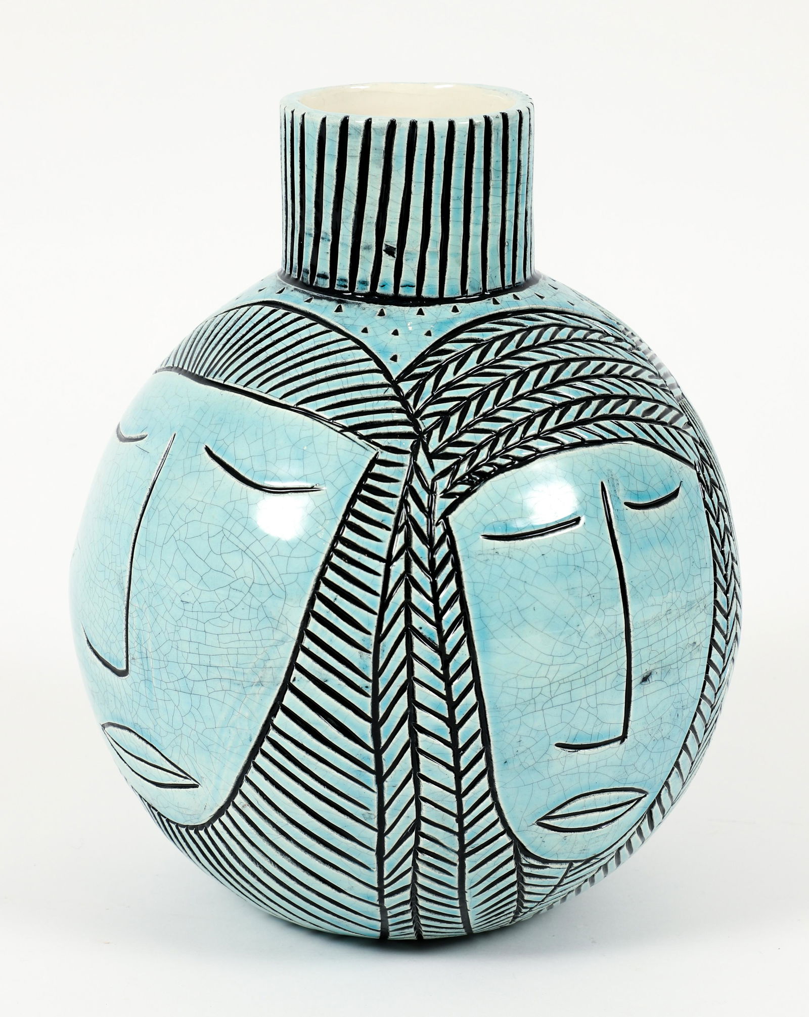 Mary Martin Face Jar: Martin, Mary, Face Jar, 2022, ceramic, 12 x 9 x9 inches, incised with signature and date on underside. "This â€œFace Jar” is part of an ongoing series of hand carved vessel forms. Each of th