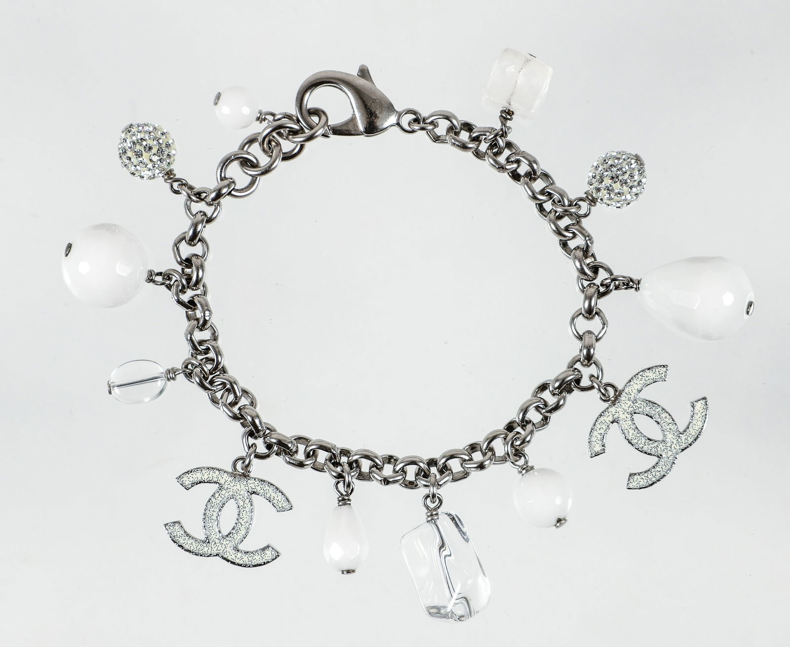 Chanel charm bracelet silver deals