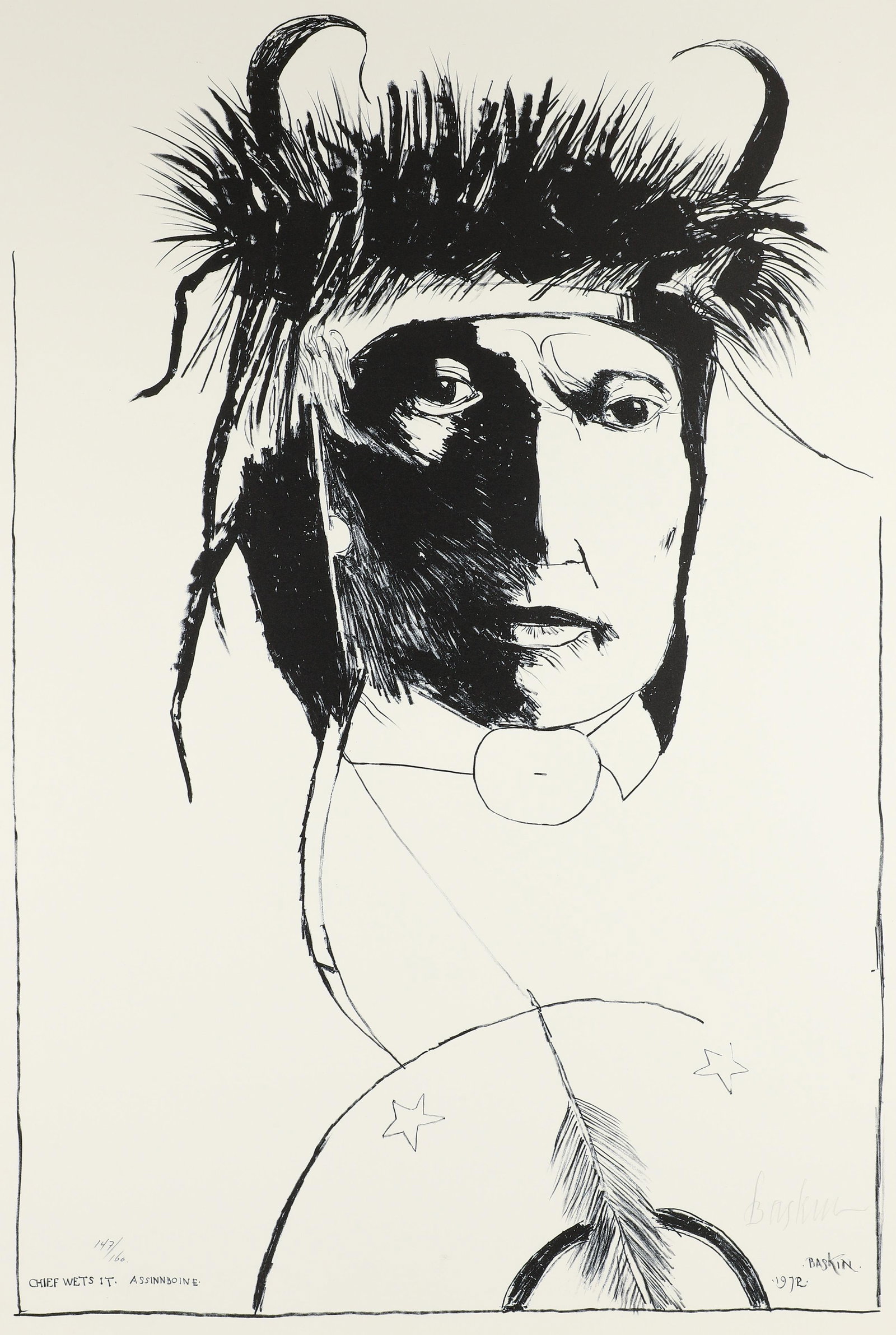 Leonard Baskin Chief Wets It Assinnboine Signed Litho (1 of 5)