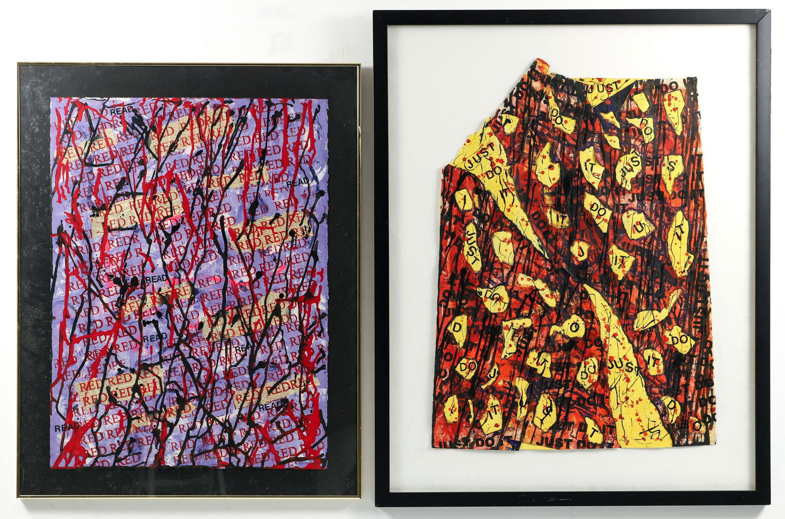 Pair of Jo-Anne Bates Collage Monotype Prints (1 of 9)