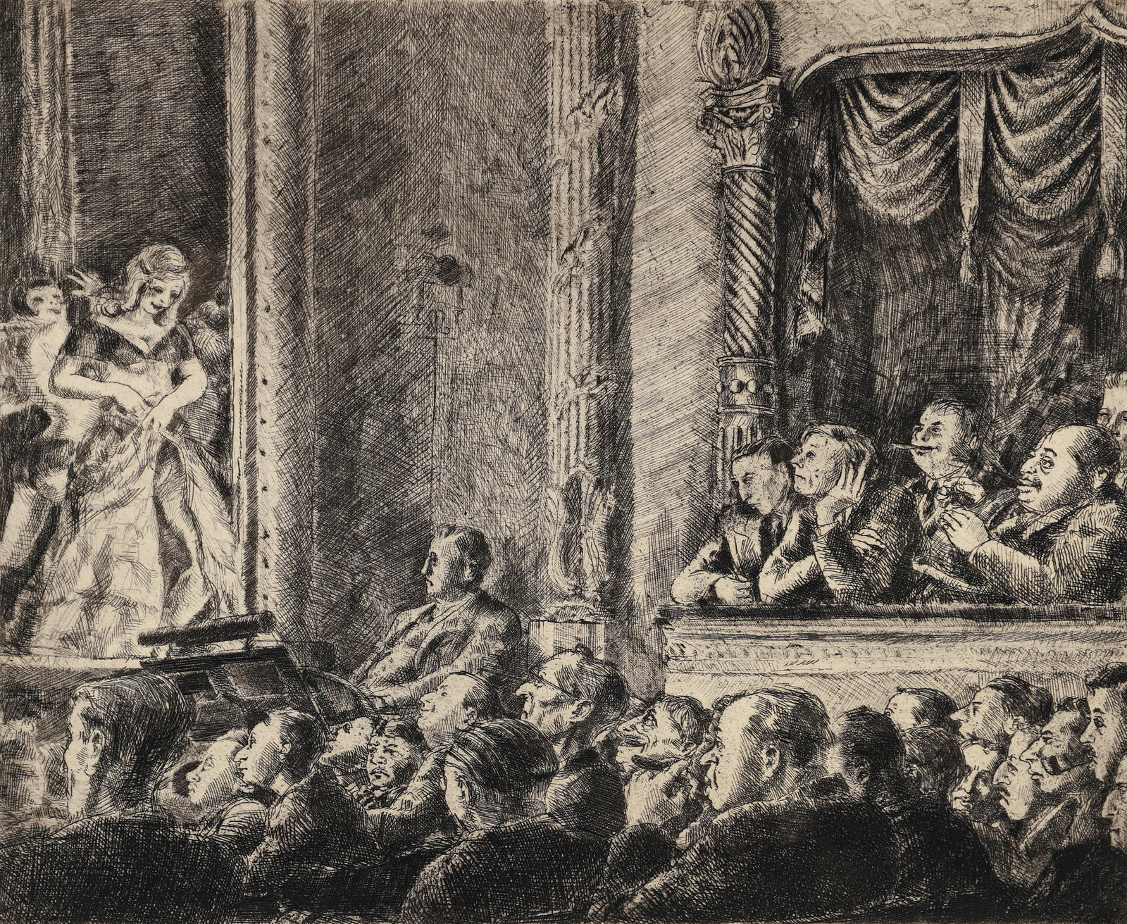 Reginald Marsh 1934 etching Irving Place Burlesk (1 of 5)