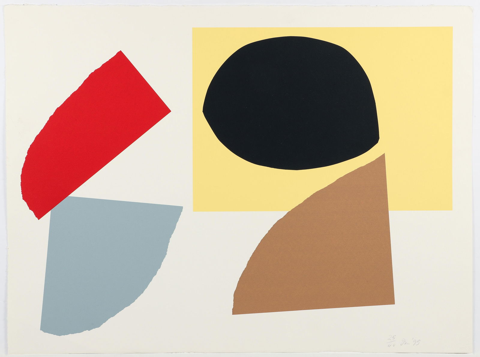 John McLean Untitled Screenprint 1995 Mountjoy Suite: McLean, John (British, 1939-2019), Untitled Abstract - from Mountjoy Suite, 1995, silkscreen printed in colors, initialed, dated and numbered 25/40 in pencil to lower right corner, full sheet 22 x 29.