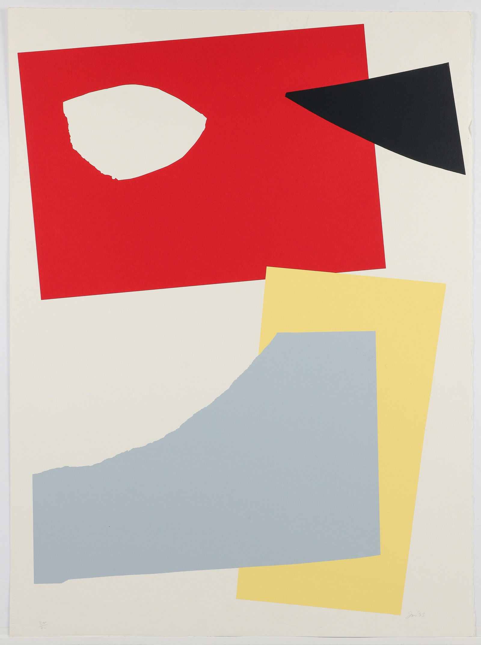 John McLean Untitled Screenprint 1995 Mountjoy Suite: McLean, John (British, 1939-2019), Untitled Abstract - from Mountjoy Suite, 1995, silkscreen printed in colors, initialed, dated and numbered 34/40 in pencil at bottom, full sheet 29.5 x 22 inches, un