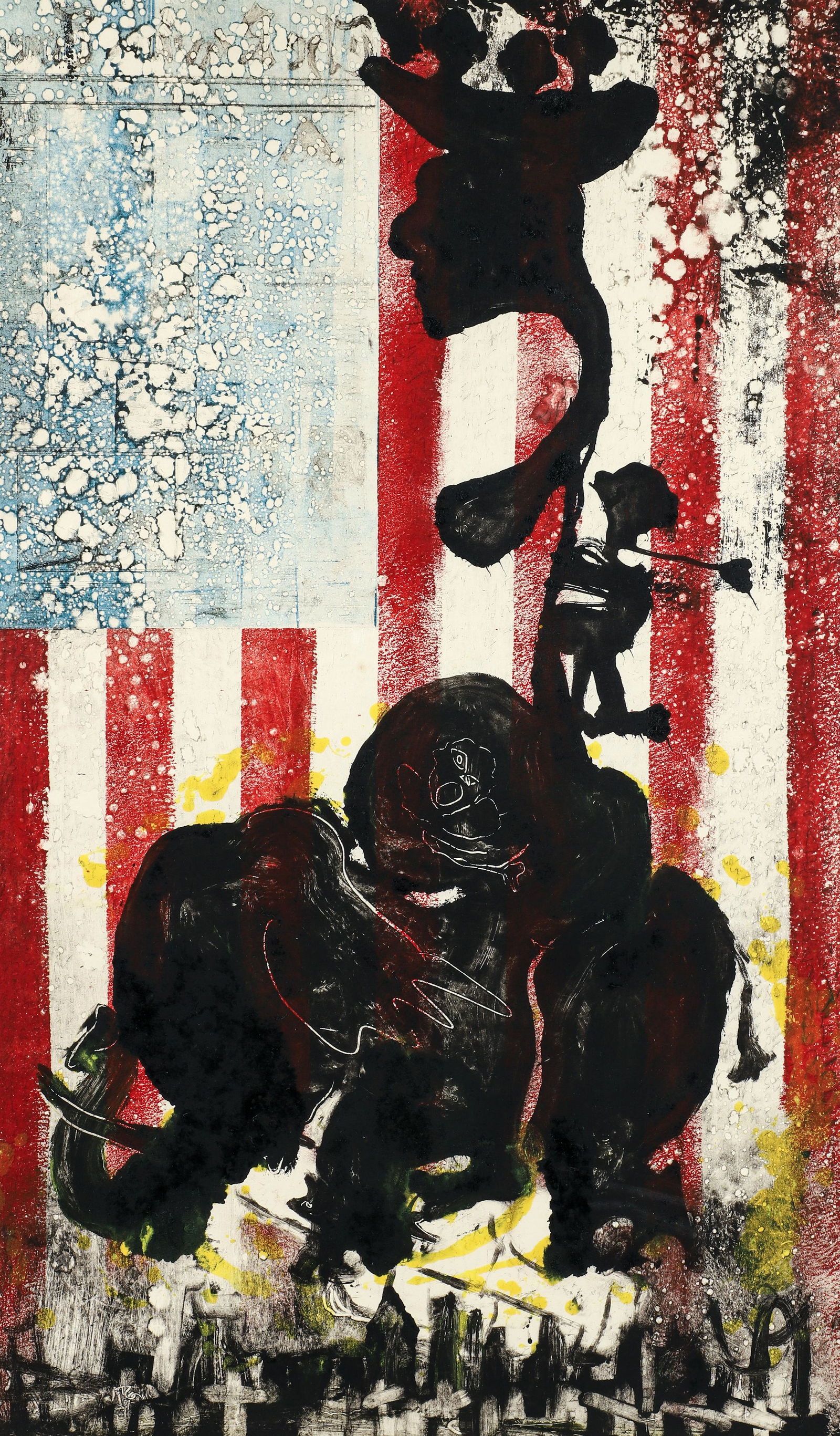 Sam Messer W-3 Color Monotype 1981: Messer, Sam (American, b. 1955), W-3, 1981, color monotype, signed, and dated to the bottom, image 32 x 19 inches, sheet 38 x 25.5 inches, unframed.