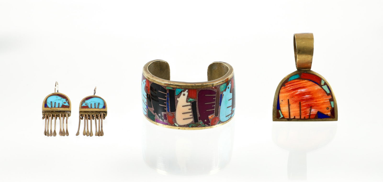 SW Stone Inlay Bronze Bear Jewelry (1 of 8)