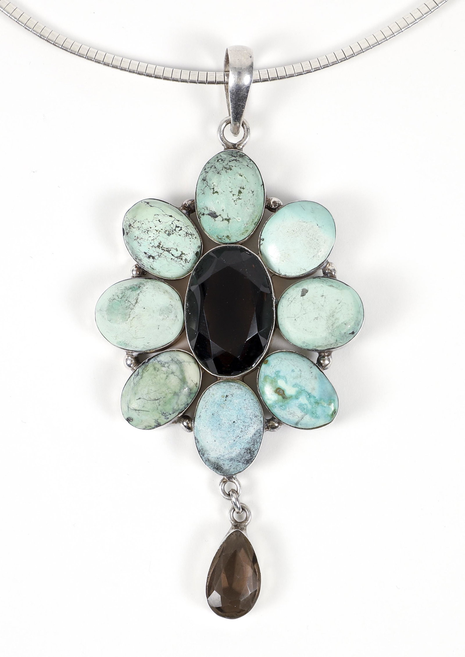 Sterling Turquoise Quartz Pendant Necklace (1 of 5)