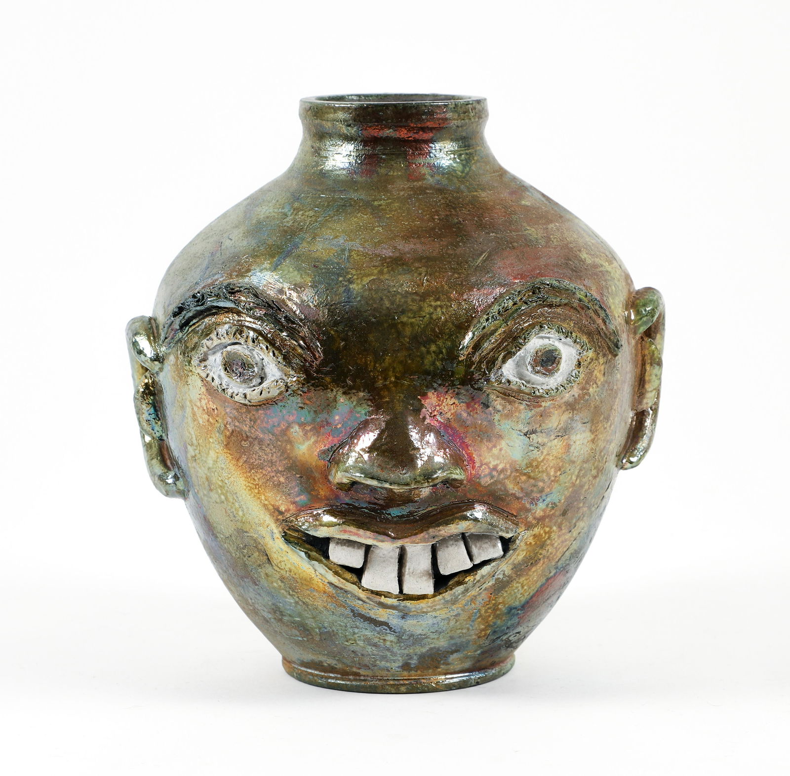 Raku Glazed Face Vase (1 of 7)