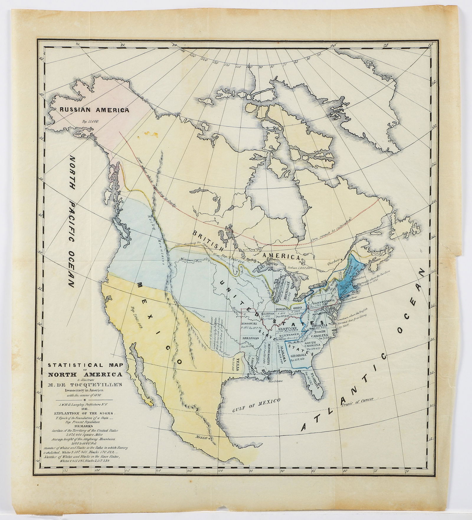 1841 Statistical Map Democracy in America Tocqueville (1 of 3)