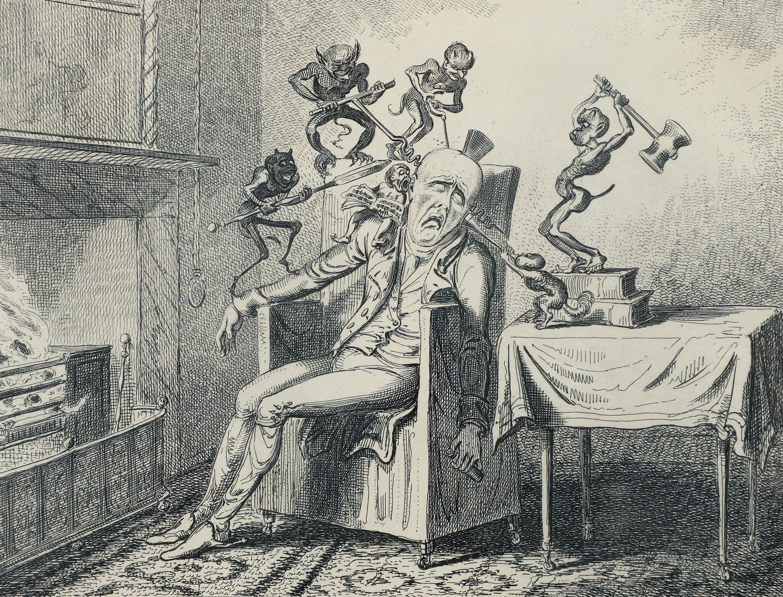 George Cruikshank Headache Engraving 1835 (1 of 5)