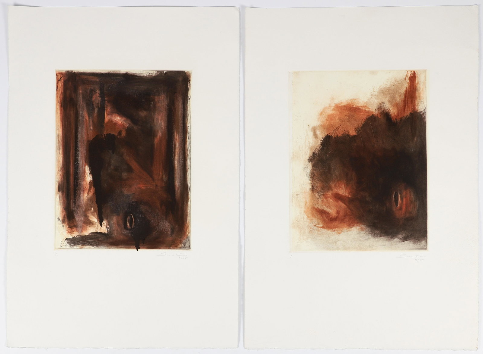 2 Sarah Amos 1995 Untitled Rust and Black Monoprints (1 of 9)