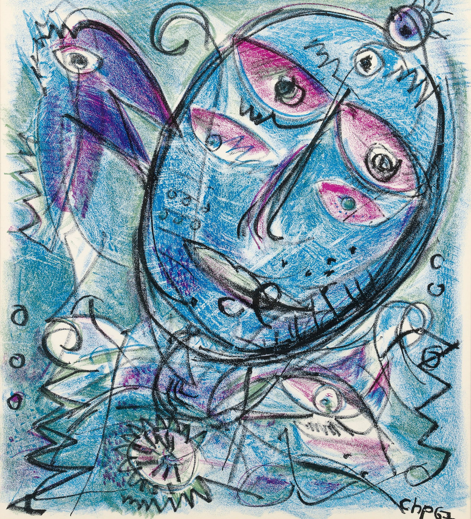 Carl Henning Pedersen Color Lithograph One Cent Life (1 of 4)