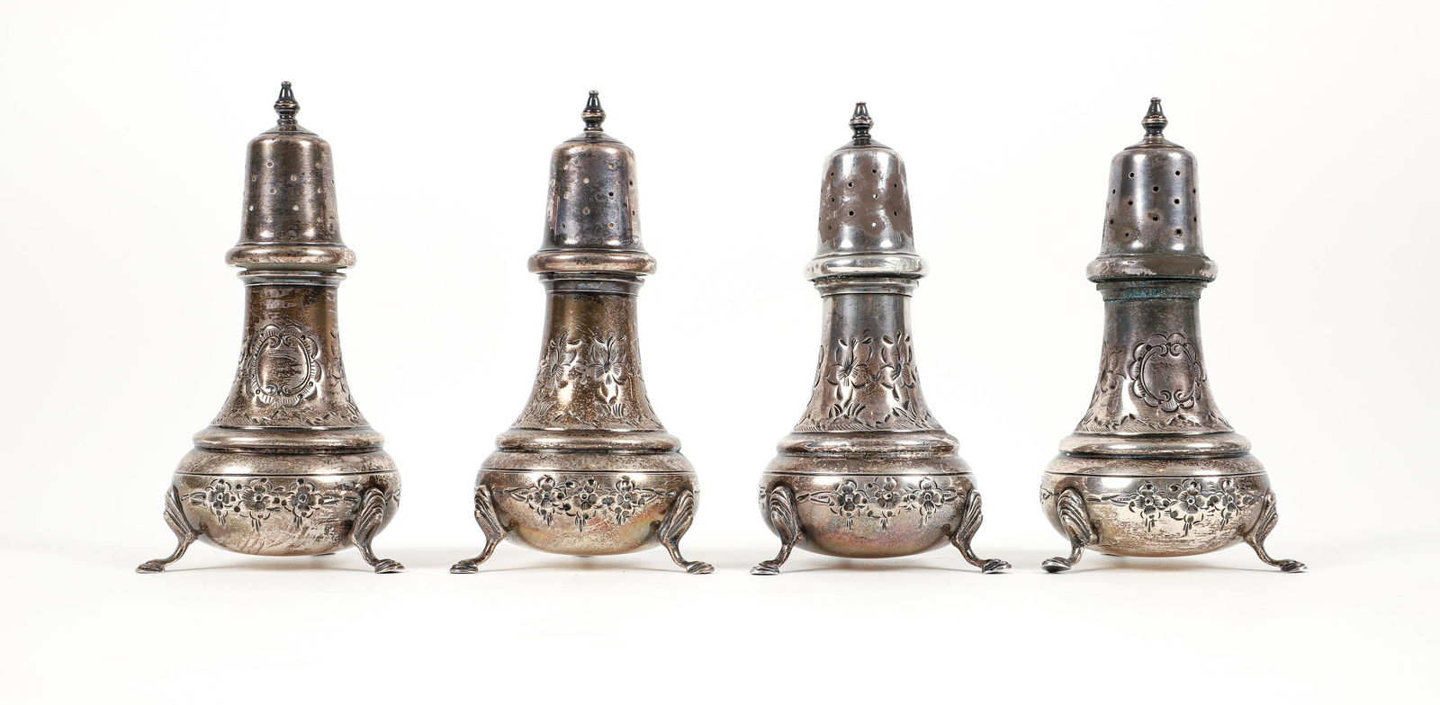 Set of Four Baldwin & Miller Sterling Silver Shakers (1 of 4)