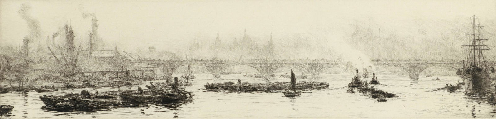 William Wyllie drypoint Shot Towers Waterloo Bridge (1 of 4)