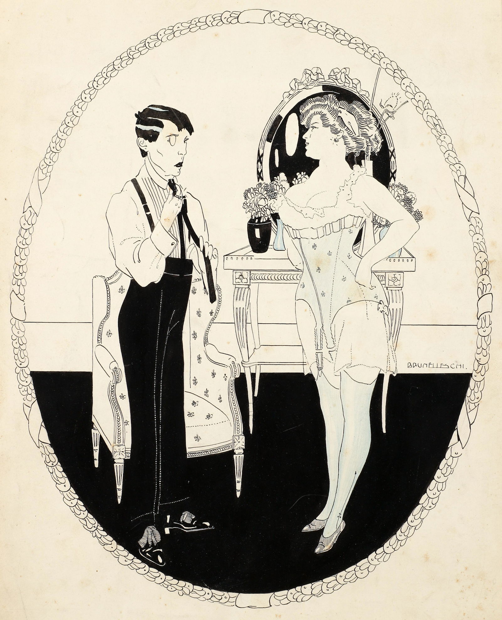 Umberto Brunelleschi Man and Sex Worker Drawing (1 of 4)