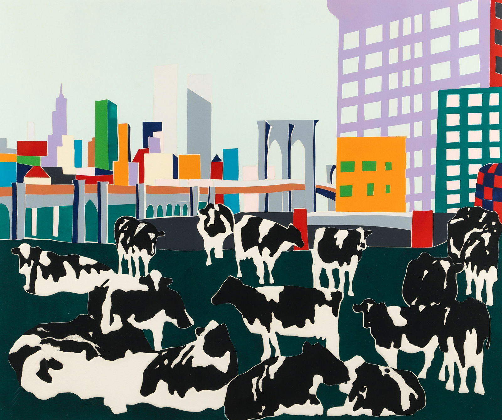 Woody Jackson 1983 signed print Cows Promenade (1 of 6)
