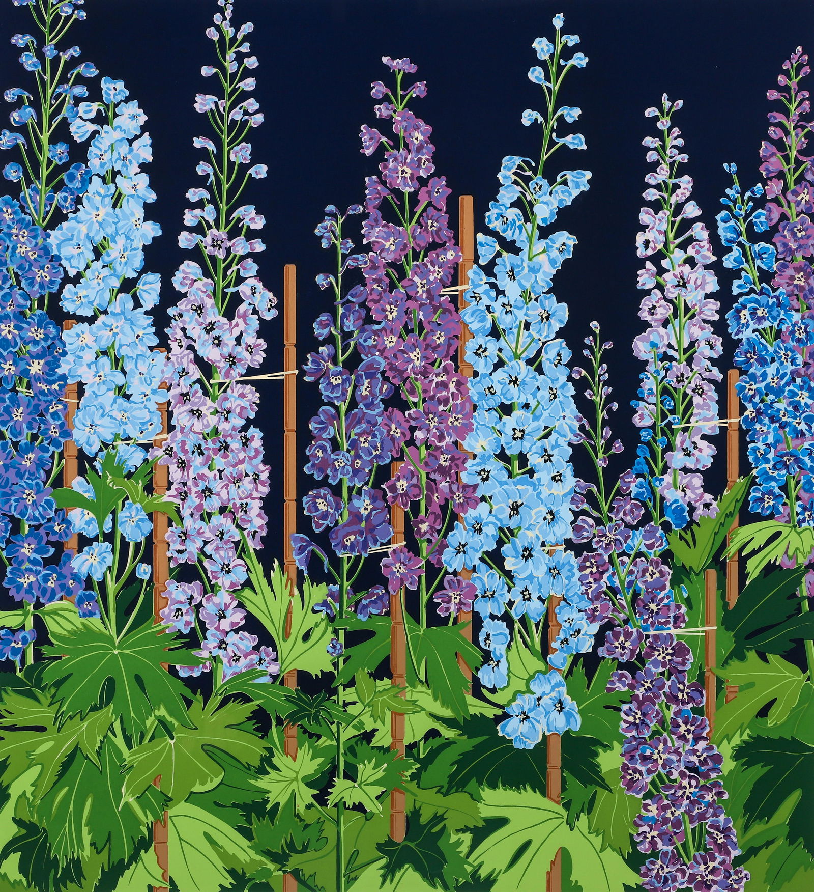 Tjelda Michas-vander Meijden 1983 serigraph Delphiniums (1 of 6)