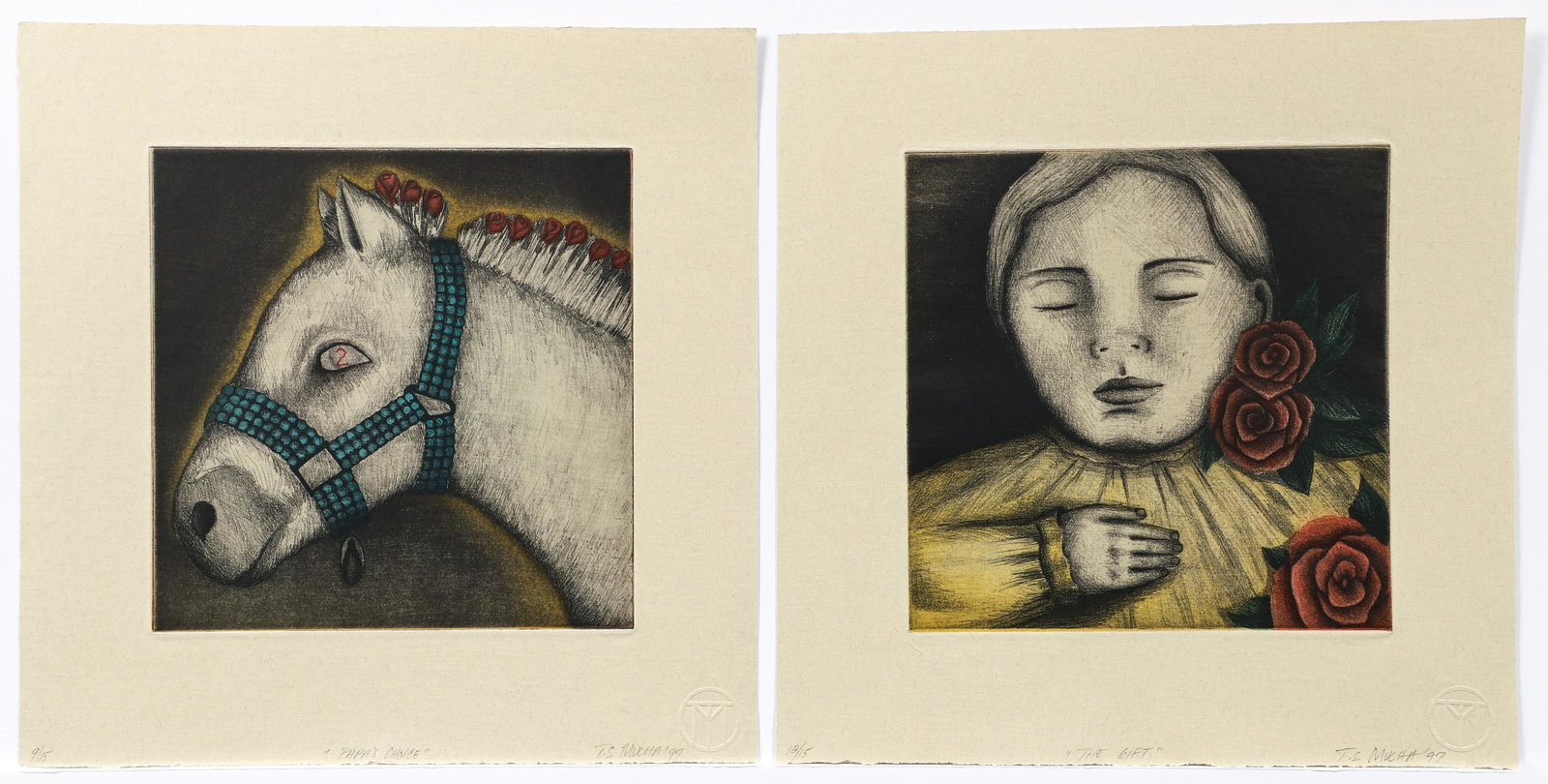 Pair of Teresa Mucha Color Etchings 1997 (1 of 11)