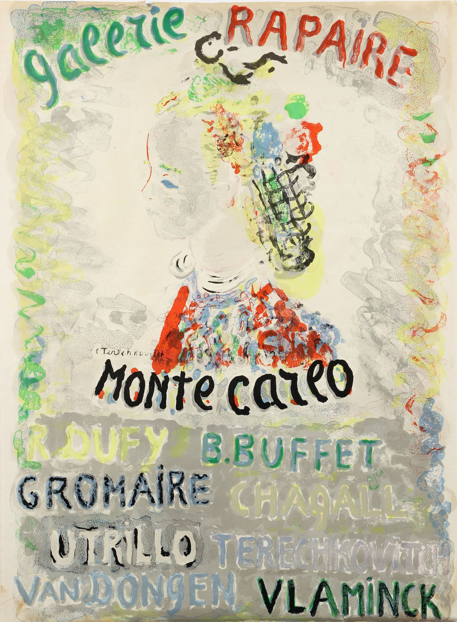 Constantin Terechkovitch Galerie Rapaire Litho Poster: Terechkovitch, Constantin (Russian, 1902-1978), Galerie Rapaire - Monte Carlo, c.1965, Original Lithographic Poster published by Mourlot, 24.25 x 18 inches, unframed, signed in the plate.