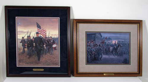 Pair of Mort Künstler limited edition prints: Artist: Künstler, Mort (American, born 1931) Title: Chamberlain and the 20th Maine, The Battle of Gettysburg July 1, 1863 with Twilight in Gettysburg , General Robert E. Lee July 1, 1863 Date: 1993 &