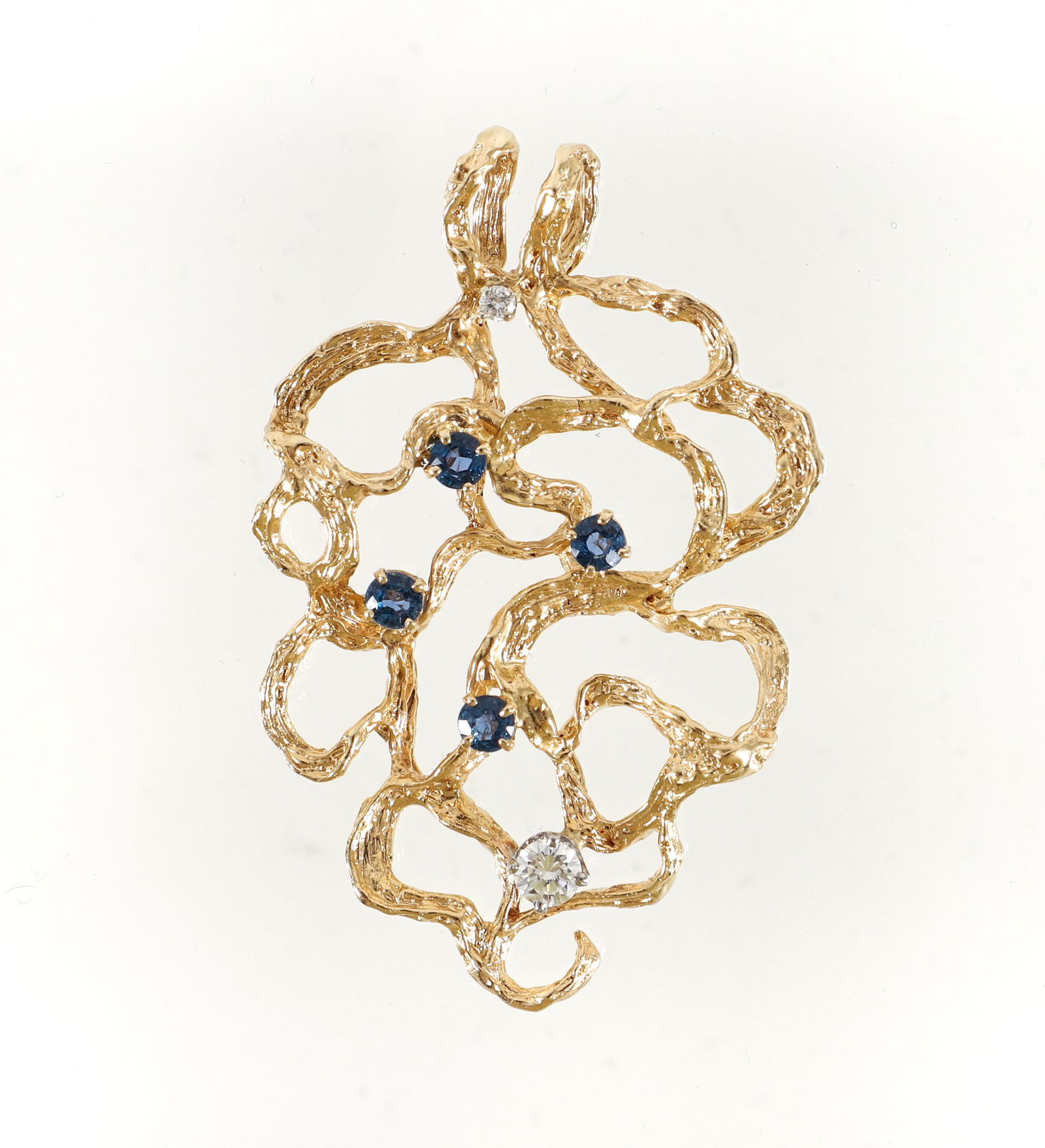 14K Diamond Sapphire Pendant Necklace (1 of 4)