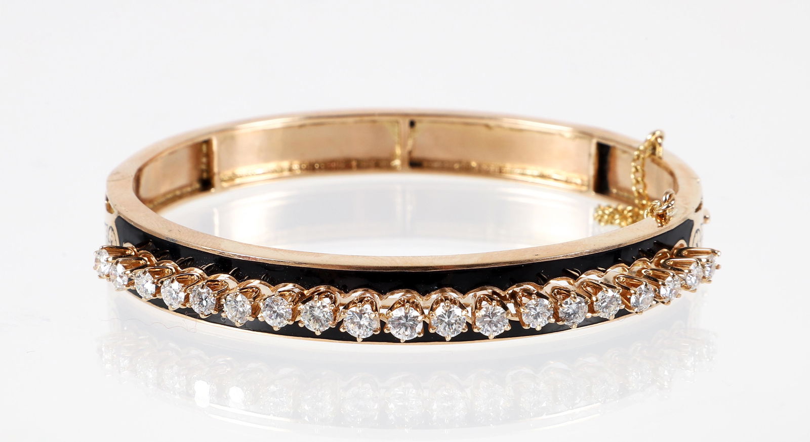 14K Diamond Enamel Bangle Bracelet (1 of 4)