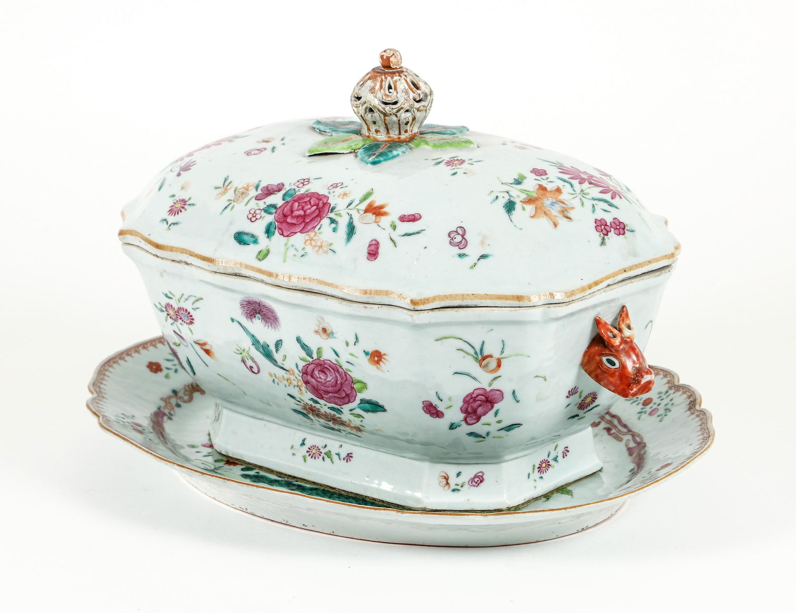 Famille Rose Porcelain Lidded Soup Tureen and Tray (1 of 7)