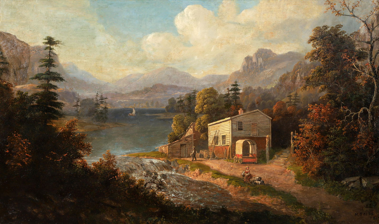 Attrib Henry Boese Hudson River Landscape Oil (1 of 4)