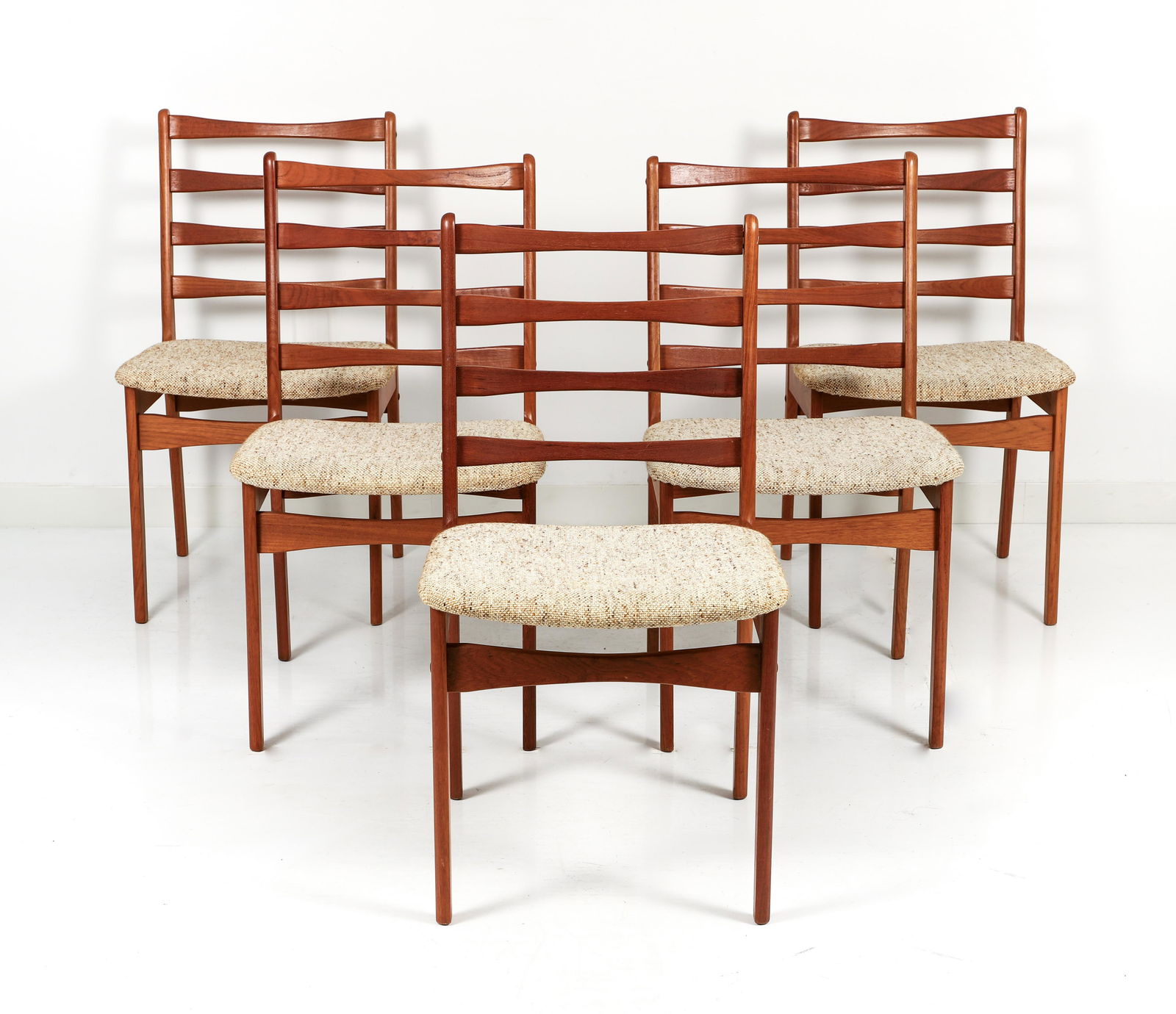 5 Jensen Danish Ladderback Teak Side Chairs (1 of 7)