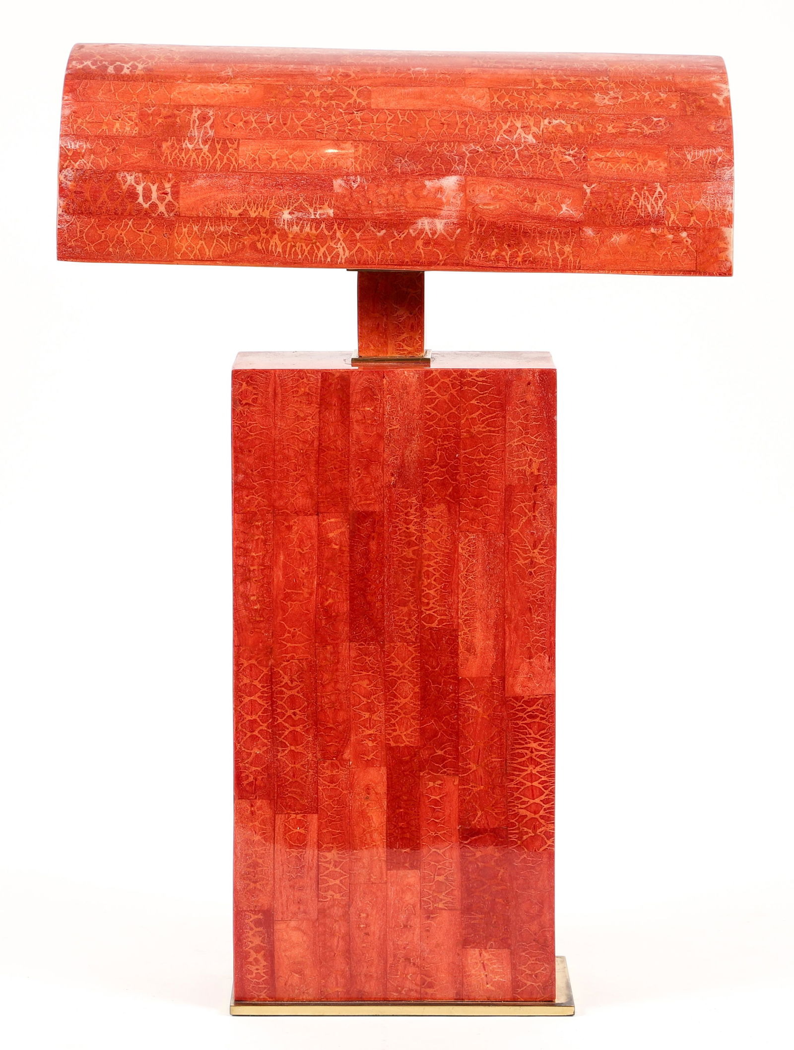 Karl Springer Tessellated Red Coral Stone Table Lamp (1 of 7)
