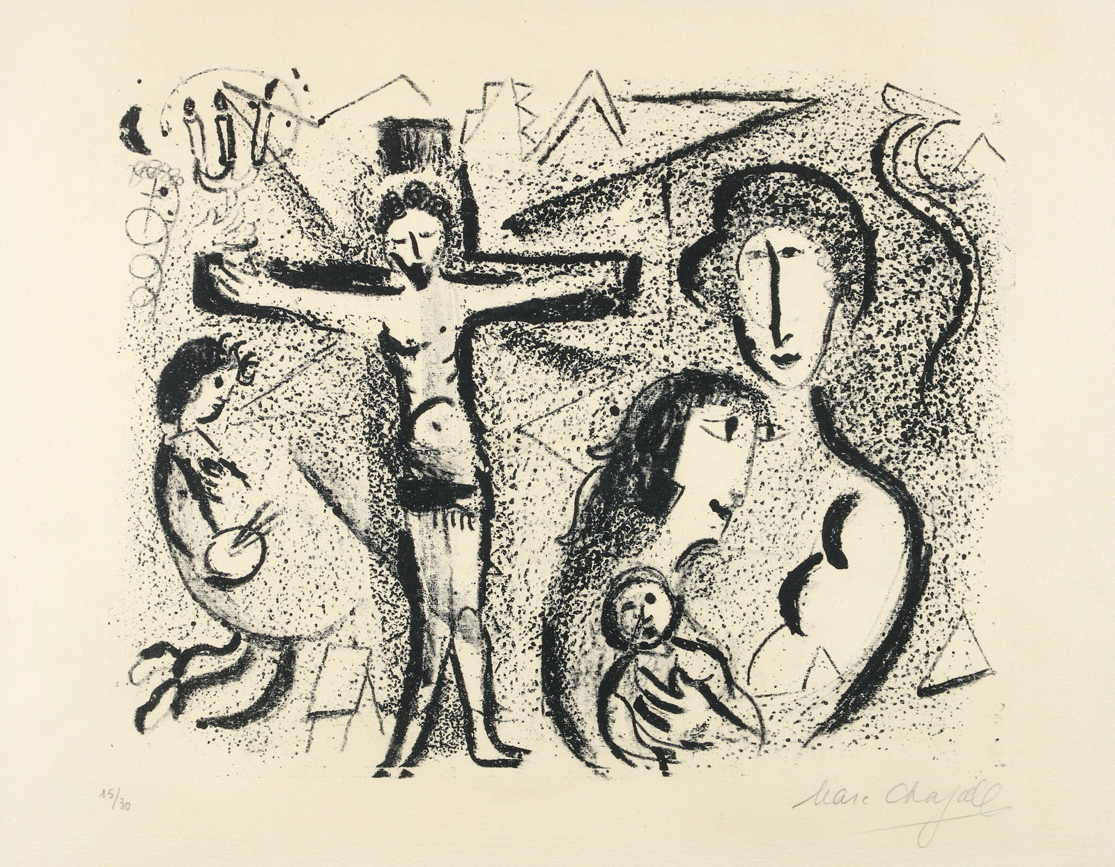 Marc Chagall Christ With Family 1959 Signed Lithograph (1 of 5)
