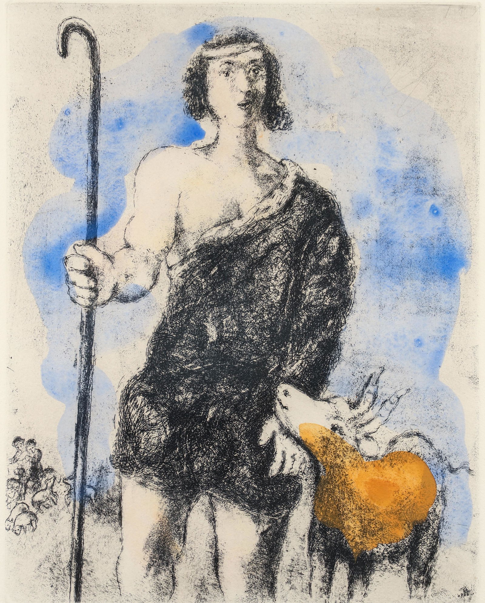 Marc Chagall Young Shepherd Joseph Signed Color Etching (1 of 5)
