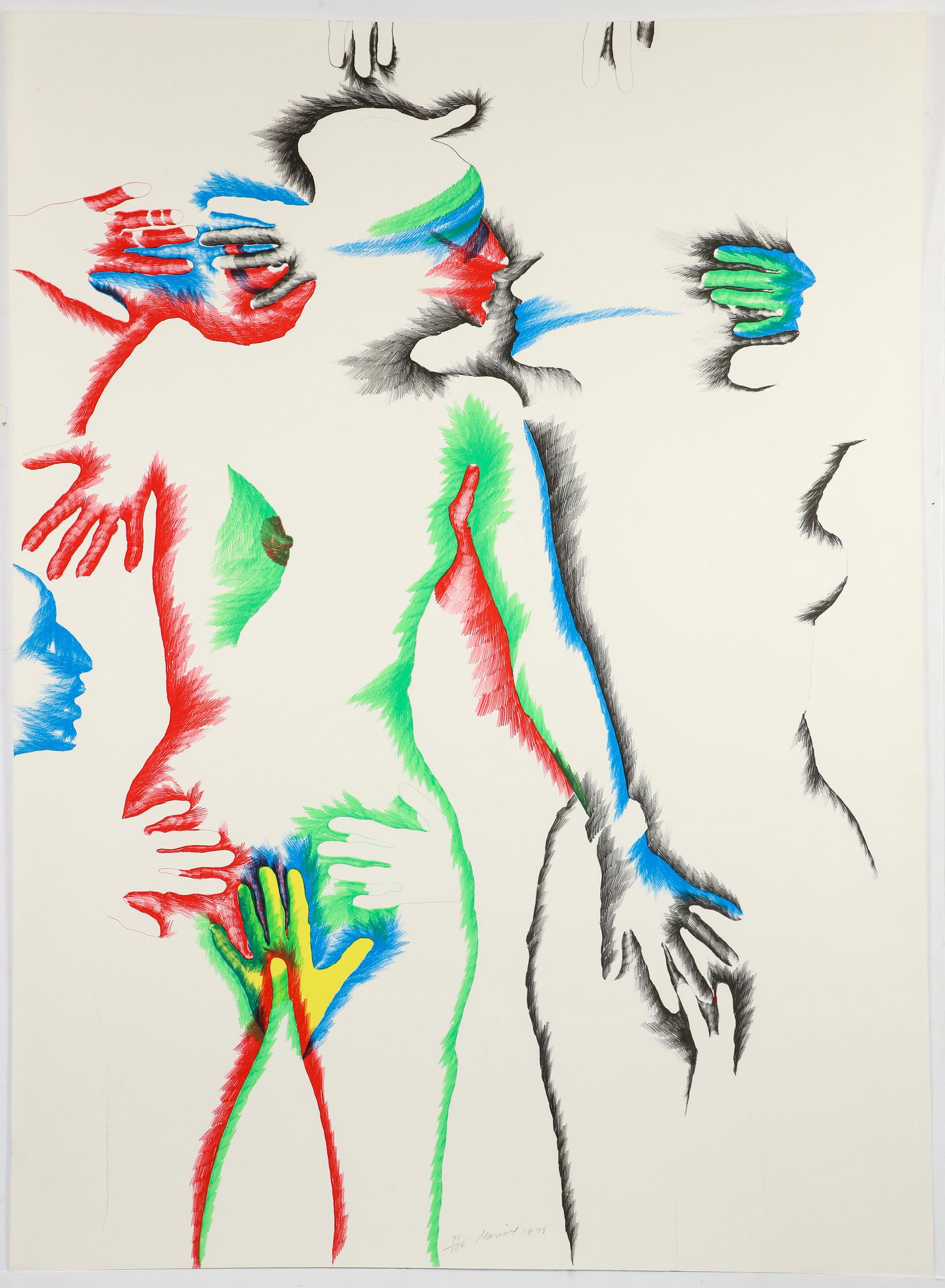 Marisol 1978 signed lithograph Untitled No. 4 (1 of 3)