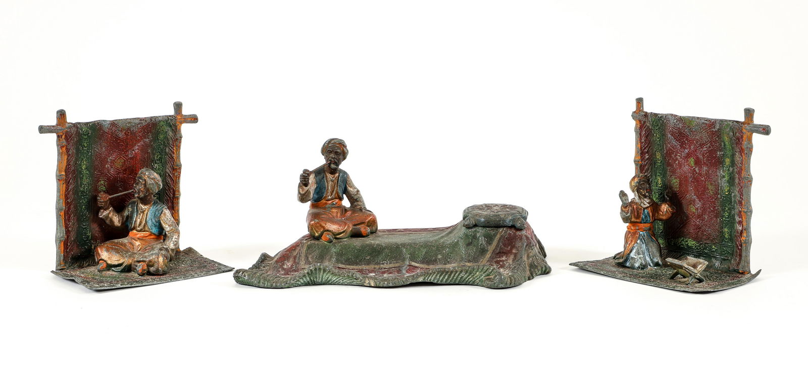 Coronet Austrian Cold Painted Bookends and Inkwell (1 of 14)