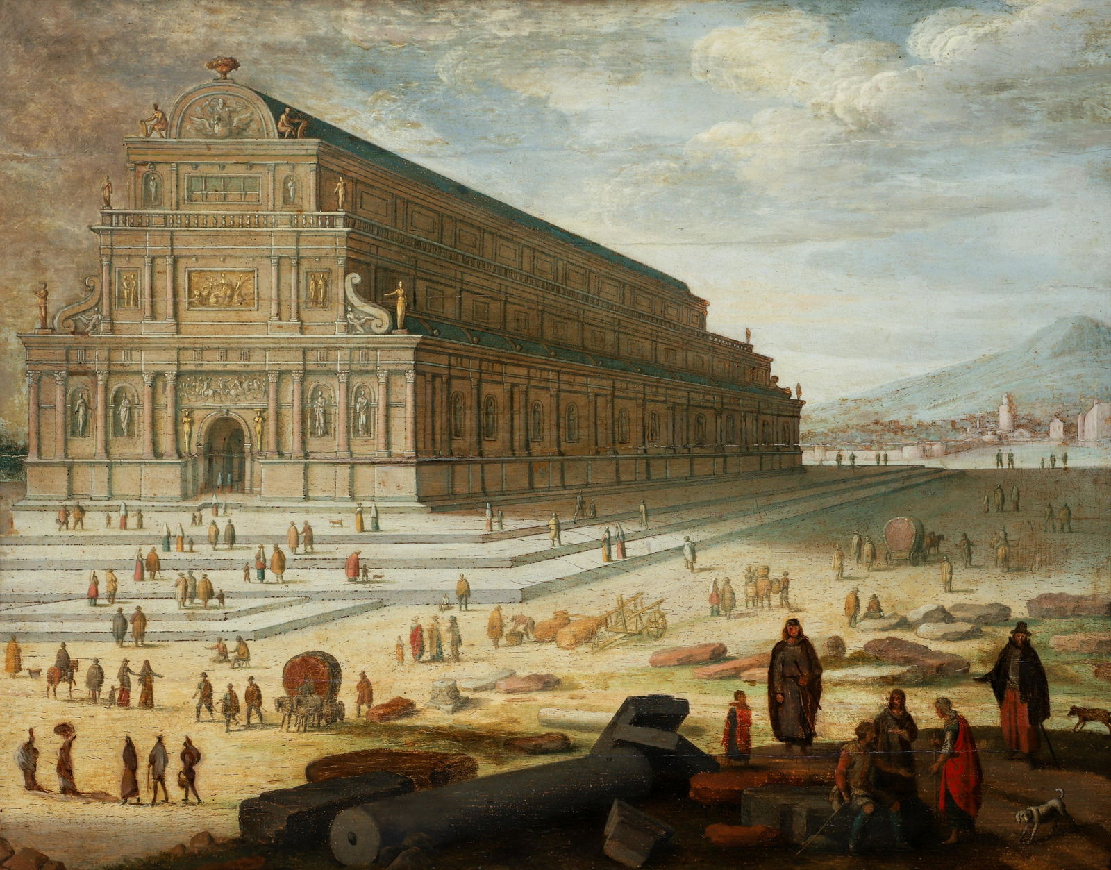 Roman Temple and Middle Ages Town Square Oil (1 of 4)