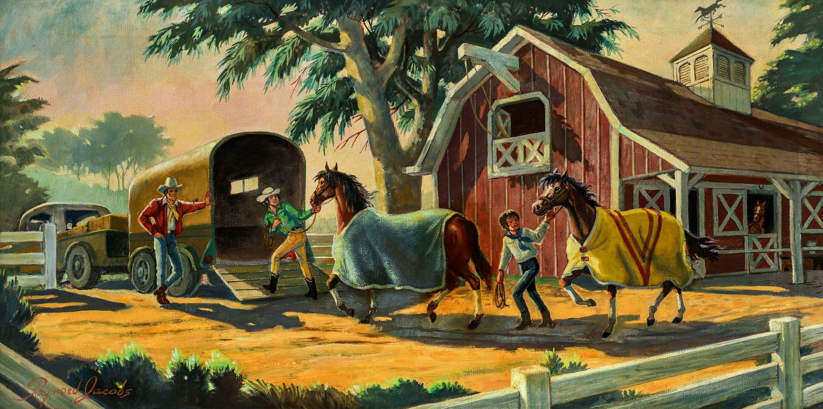Raymond Jacobs oil illustration Off to the Horse Races (1 of 4)