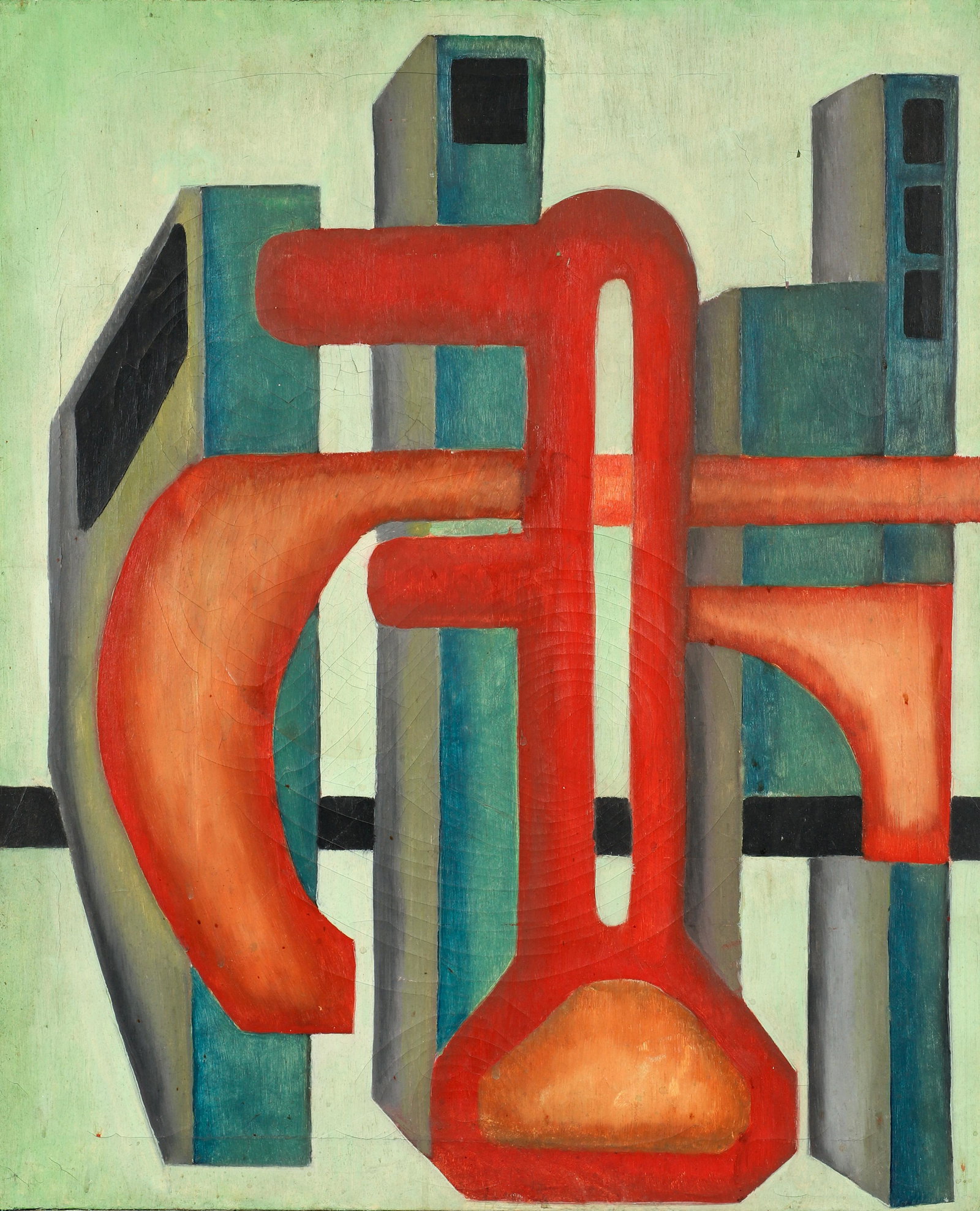 Unsigned Mid Century Modern Abstract Oil on Canvas (1 of 3)